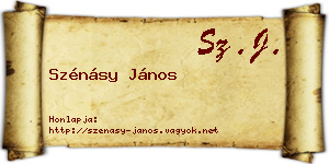 Szénásy János névjegykártya